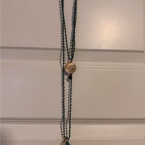 Chic Beaded Necklace with Gold Medallion